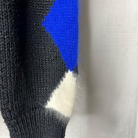 VTG Christine Phillipe Blue Black White Geometric Sweater - Picture 2 of 6